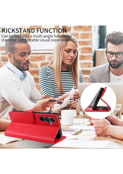 Samsung Galaxy S24 Fe Uyumlu Ekran Koruyuculu Kılıf Kapaklı Kartlıklı Deri Görünümlü Standlı Kapak indirimleri