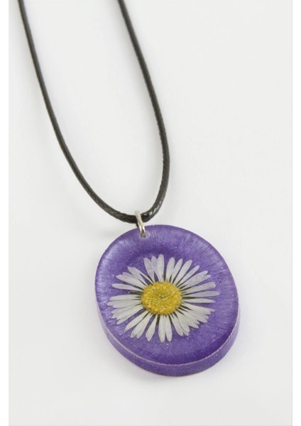 Papatya Oval Epoksi Kolye