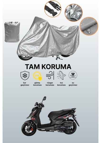 Gri Sym Crox 125 Uyumlu Motosiklet Brandası, Koruyucu Örtü, Motor Branda