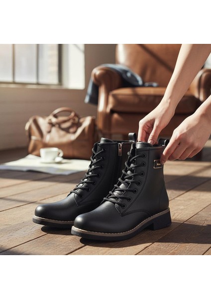 4659 Kadın Bot Ayakkabı Kaymaz Taban Fermuarlı Bağcıklı Günlük Kadın Bot fiyatları