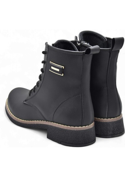4659 Kadın Bot Ayakkabı Kaymaz Taban Fermuarlı Bağcıklı Günlük Kadın Bot