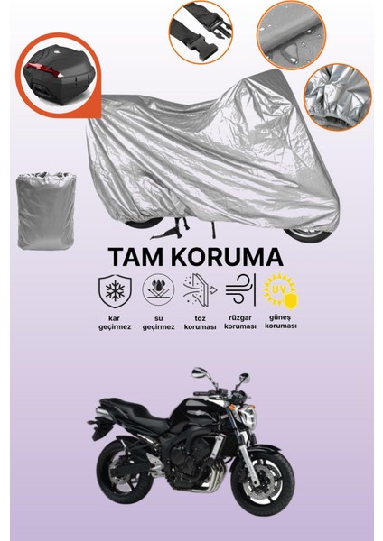 Gri Arka Çanta Uyumlu Yamaha Fz6 Uyumlu Motor Brandası, Koruyucu Örtü