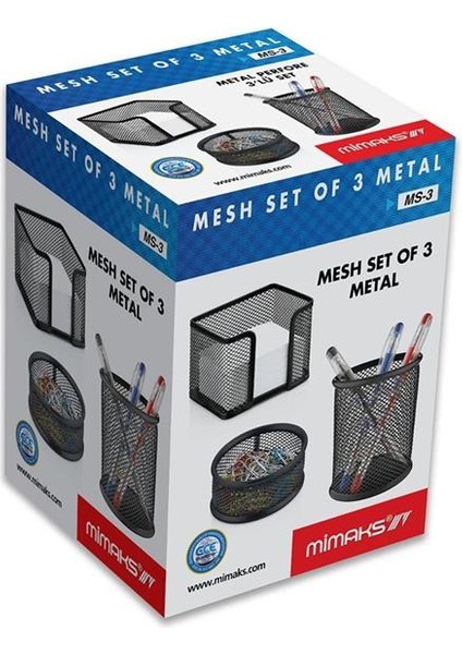 Ms-3 Masa Üstü 3 Lü Metal File Kalemlik Set Siyah