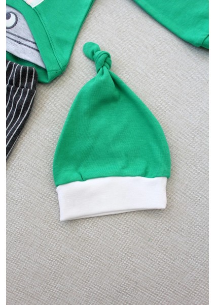 Litaetrend 3-6 6-9 9-12 Ay Şımarık Tavşan Nakışlı Şapkalı Uzun Kollu Sweat 3lü Kız-Erkek Bebek Takımı Yeşil fırsatları