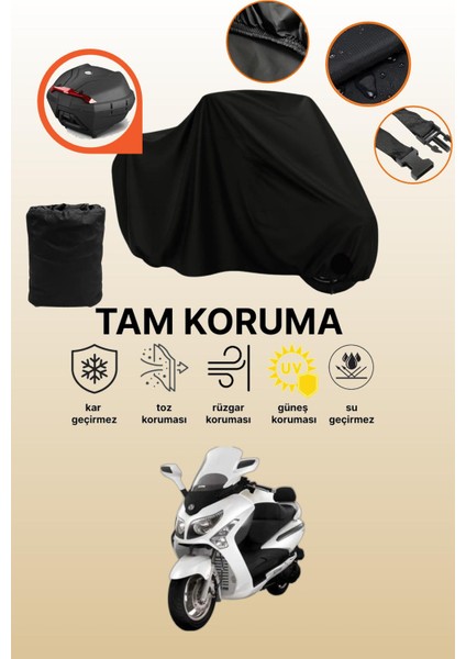 Siyah Arka Çanta Uyumlu Sym Gts 250I Evo Uyumlu Motosiklet Brandası, Koruyucu Örtü