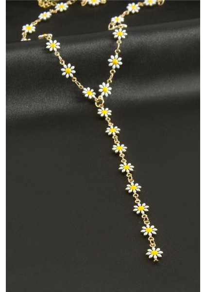 Papatya Mineli Çelik Y Kolye