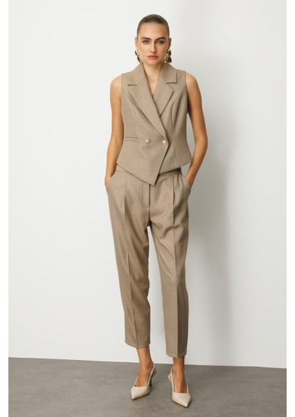 Kadın Kruvaze Yaka Ince Fitilli Yelek 5053 Gold modelleri