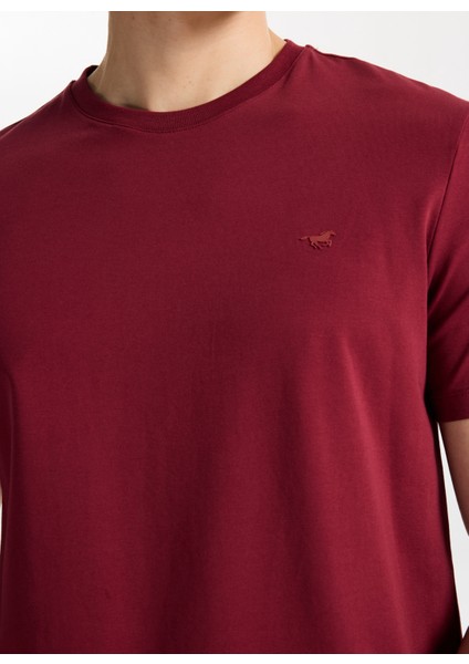 Bisiklet Yaka Düz Bordo Erkek T-Shirt M4WM-TST-1987 fırsatları