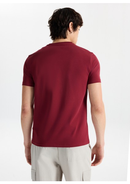 Bisiklet Yaka Düz Bordo Erkek T-Shirt M4WM-TST-1987 indirimleri