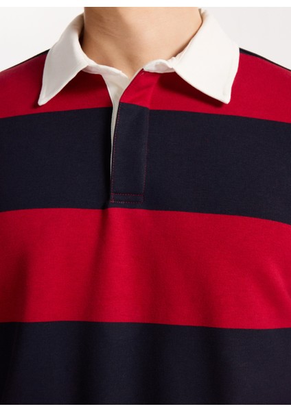 Gömlek Yaka Kırmızı - Lacivert Erkek Sweatshırt M5WM-SWT1523 indirimleri