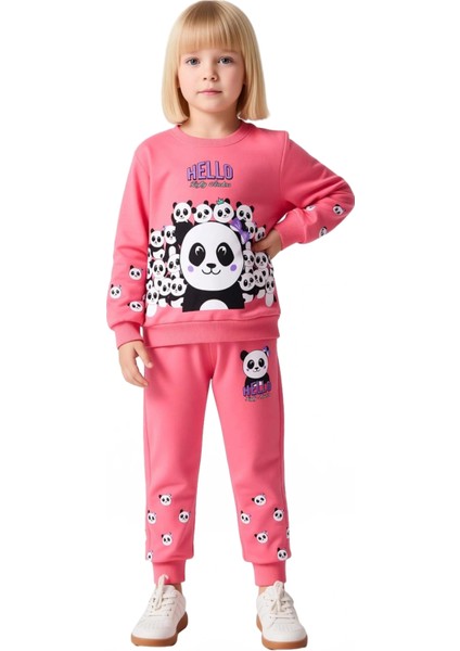 Sevimli Panda Desenli Kız Çocuk Örme Eşofman Takımı Kaliteli Şık Rahat Günlük fırsatları