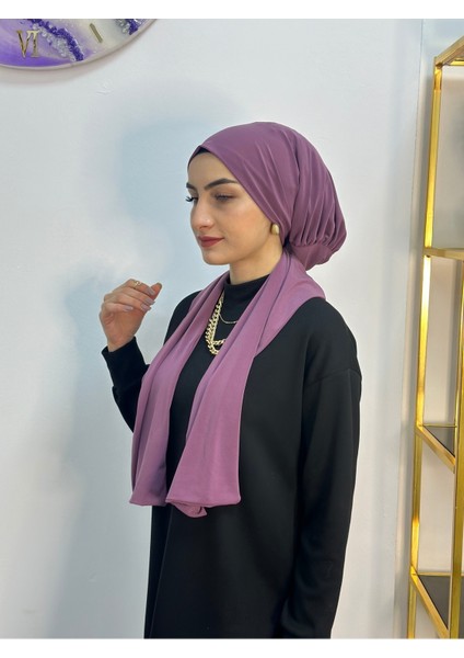 Ithal Kumaş Çıtçıtlı Hazır Şal Iki Sekılde Kullanılır Leylak Renk indirimleri