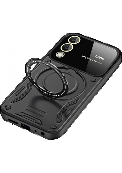 Samsung Galaxy S25 Edge Kılıf Joy Lens Standlı Kapak - Siyah modelleri