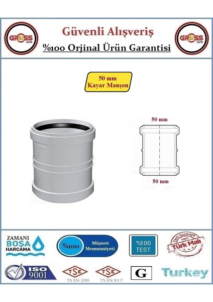 Pvc Kayar Manşon - 50mm