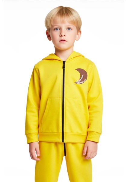 Kız Çocuk Sloganlı Fermuarlı Sweatshirt ve Eşofman Altı Kombinasyonu Kaliteli Şık Rahat indirimleri