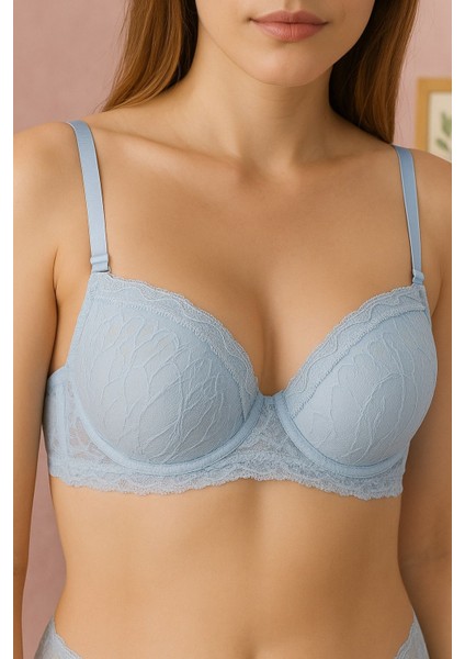 Mavi Dolgusuz Dantelli Sütyen – Zarif ve Rahat Tasarım