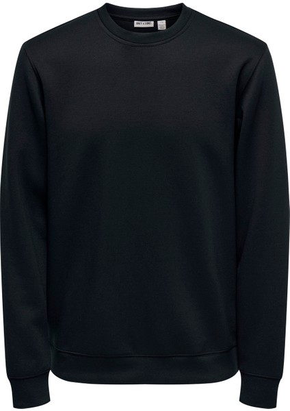 O Yaka Siyah Erkek Sweatshırt Onsluca Lıfe Reg Ls Crew Sweat