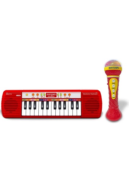 24 Tuşlu Elektronik Mikrofonlu Işıklı Org Seti Kırmızı modelleri