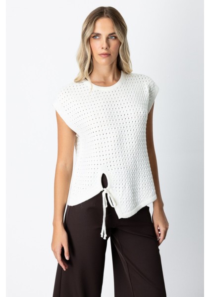 Kadın Önü Bağlamalı Süveter 65337 Ekru fiyatları