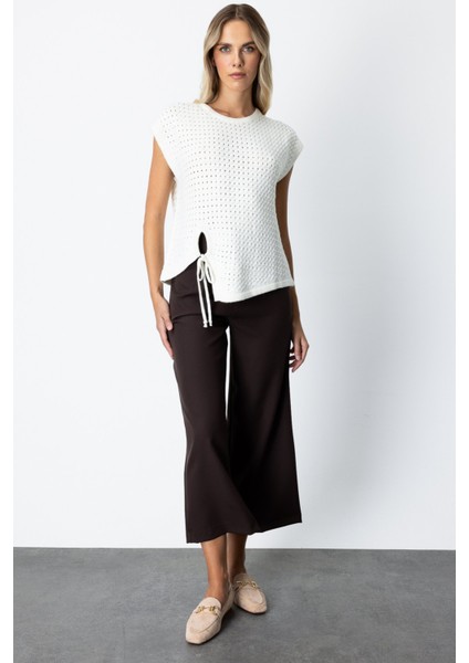 Kadın Önü Bağlamalı Süveter 65337 Ekru modelleri