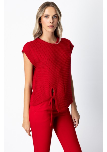 Kadın Önü Bağlamalı Süveter 65337 Kırmızı fiyatları