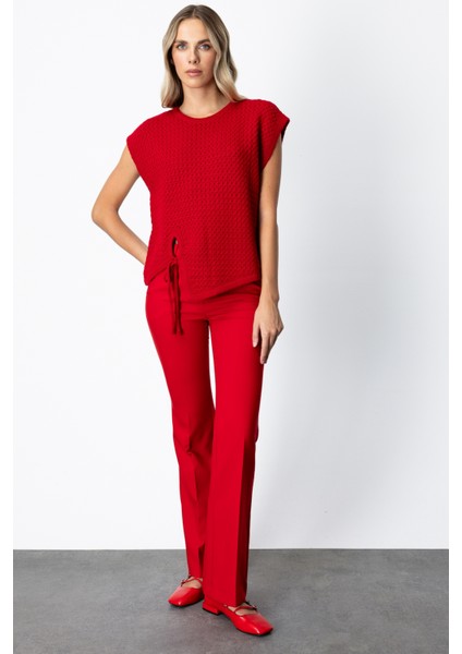 Kadın Önü Bağlamalı Süveter 65337 Kırmızı modelleri
