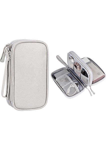 Boyut S (19X11X5,5 Cm) Aksesuar Çantası Seyahat Düzenleyici Çantası USB Kablo Sd Kart Şarj Cihazı Için - Gri (Yurt Dışından)