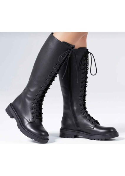 Laura 35-43 Numara Kadın Hakiki Deri Kışlık Uzun Çizme – Kaymaz Taban & Bağcıklı