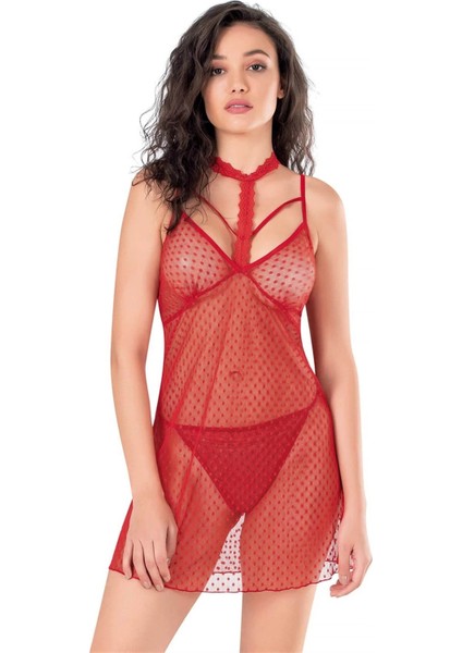Mdb Mdbshop Kırmızı Kısa Tül Gecelik