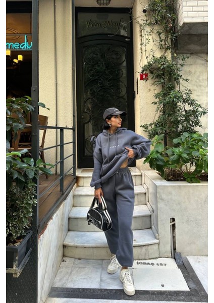 Kadın Balance Kapüşonlu Baskılı Oversize Eşofman Takım modelleri