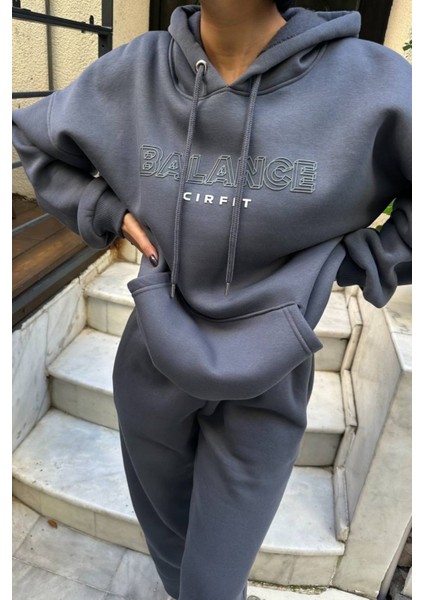 Kadın Balance Kapüşonlu Baskılı Oversize Eşofman Takım indirimleri