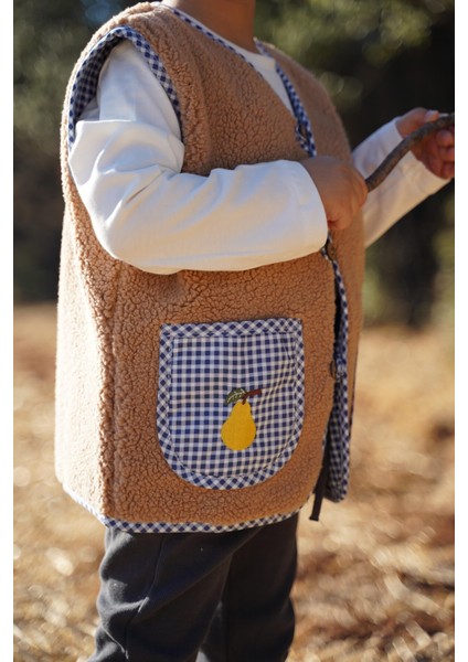 Armut Nakışlı Kahverengi Teddy Bebek Çocuk Yeleği fiyatları