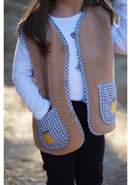 Armut Nakışlı Kahverengi Teddy Bebek Çocuk Yeleği indirimleri