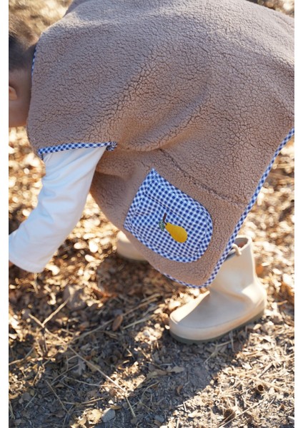Armut Nakışlı Kahverengi Teddy Bebek Çocuk Yeleği