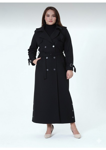 Belur Kadın Büyük Beden Astarlı Tam Boy Ceket Yaka Kaşe Kaban indirimleri
