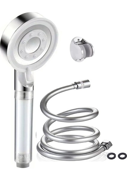 Filtreli Duş Banyo Başlığı Kopmaz Gri Pvc Hortum Duş Banyo Seti 3lü Set