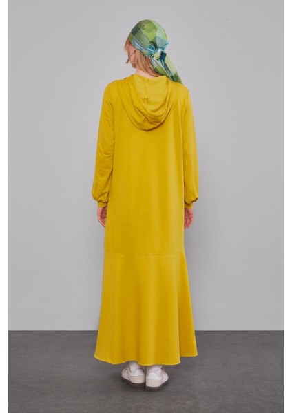 Fıstık Yeşili Kapuşonlu Gizli Cep Detaylı Elbise fırsatları