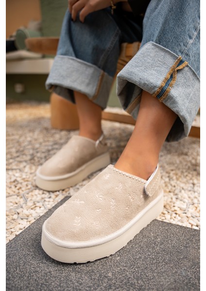 Tavia Bej Süet Nakışlı Kürklü Bot modelleri