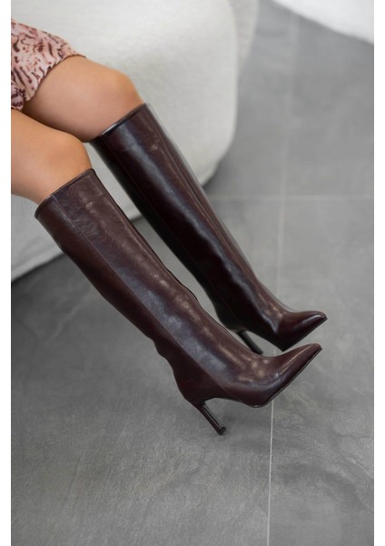 Talisman Kadın Kırışık Rugan Topuklu Çizme Bordo fiyatları