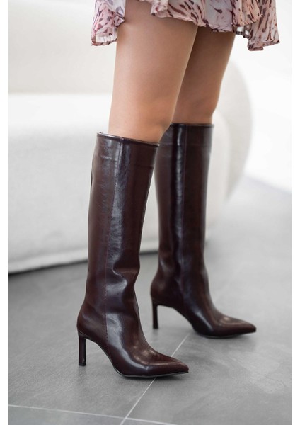 Talisman Kadın Kırışık Rugan Topuklu Çizme Bordo modelleri