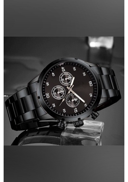 Premium Siyah Renk Çelik Erkek Kol Saati