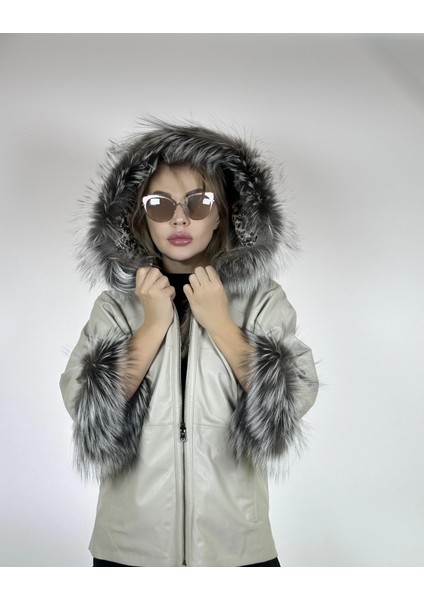 Çift Taraflı Giyilebilir Kadın Deri Mont 340