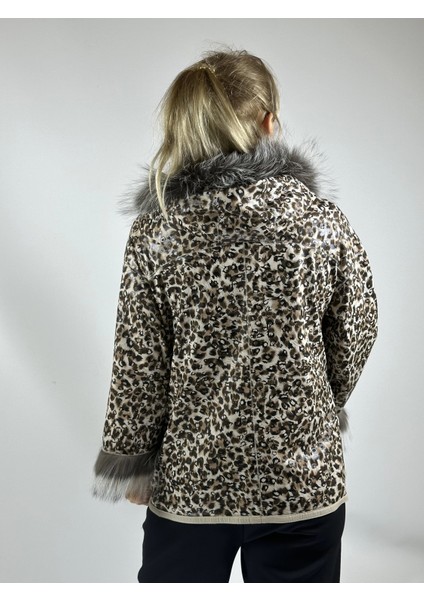 Çift Taraflı Giyilebilir Kadın Deri Mont 340