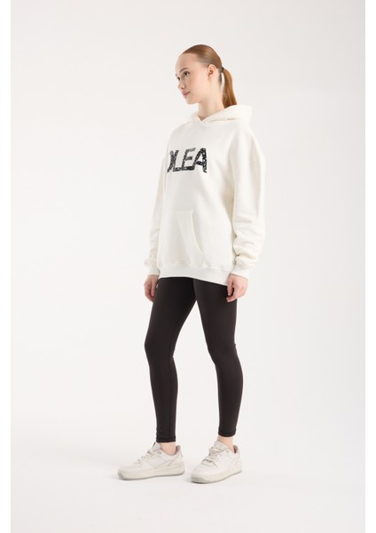 Kadın Kabartma Baskılı Oversize Sweatshirt