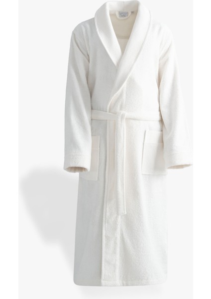 Lara Erkek Bornoz %100 Pamuk Jakarlı Krem