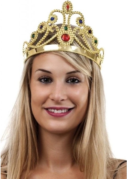 Altın Renk Plastik Prenses Tacı Kraliçe Tacı 60 cm modelleri