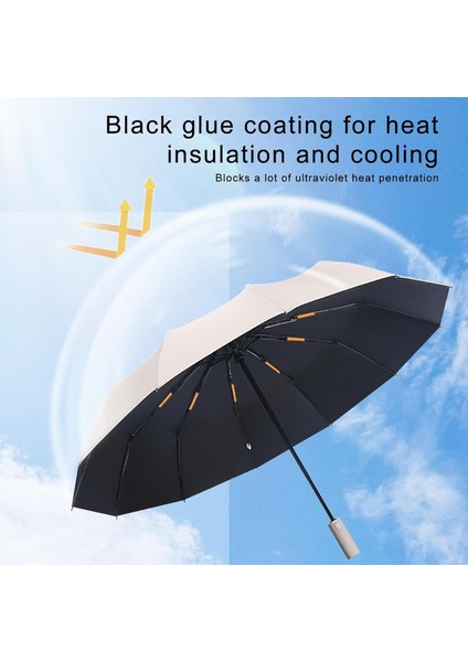 Katlanabilir Otomatik Şemsiye – Bej, Rüzgara Dayanıklı, Su Geçirmez indirimleri