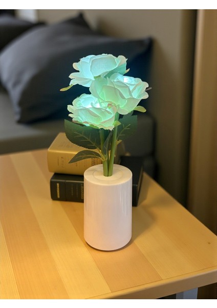 Güllü Dekoratif LED Işıklı Lamba 27 cm x 8 cm
