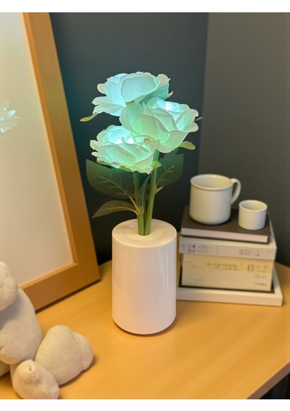 Güllü Dekoratif LED Işıklı Lamba 27 cm x 8 cm fiyatları