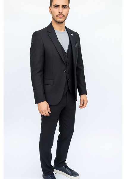 Siyah Fitilli Kadife Erkek Takım Elbise – 3 Parça Yelekli, Şık ve Modern Slim Fit Kesim fiyatları